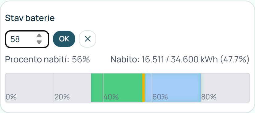 Úprava procenta nabití v detailu nabíjení
