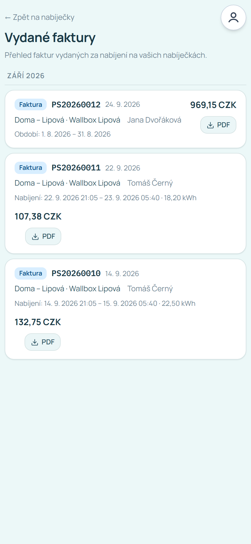 Seznam vydaných faktur